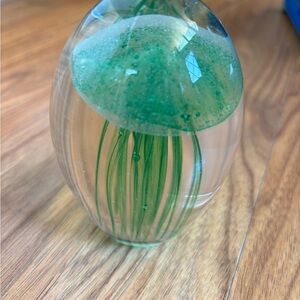 Green Glass Jellyfish Paperweight